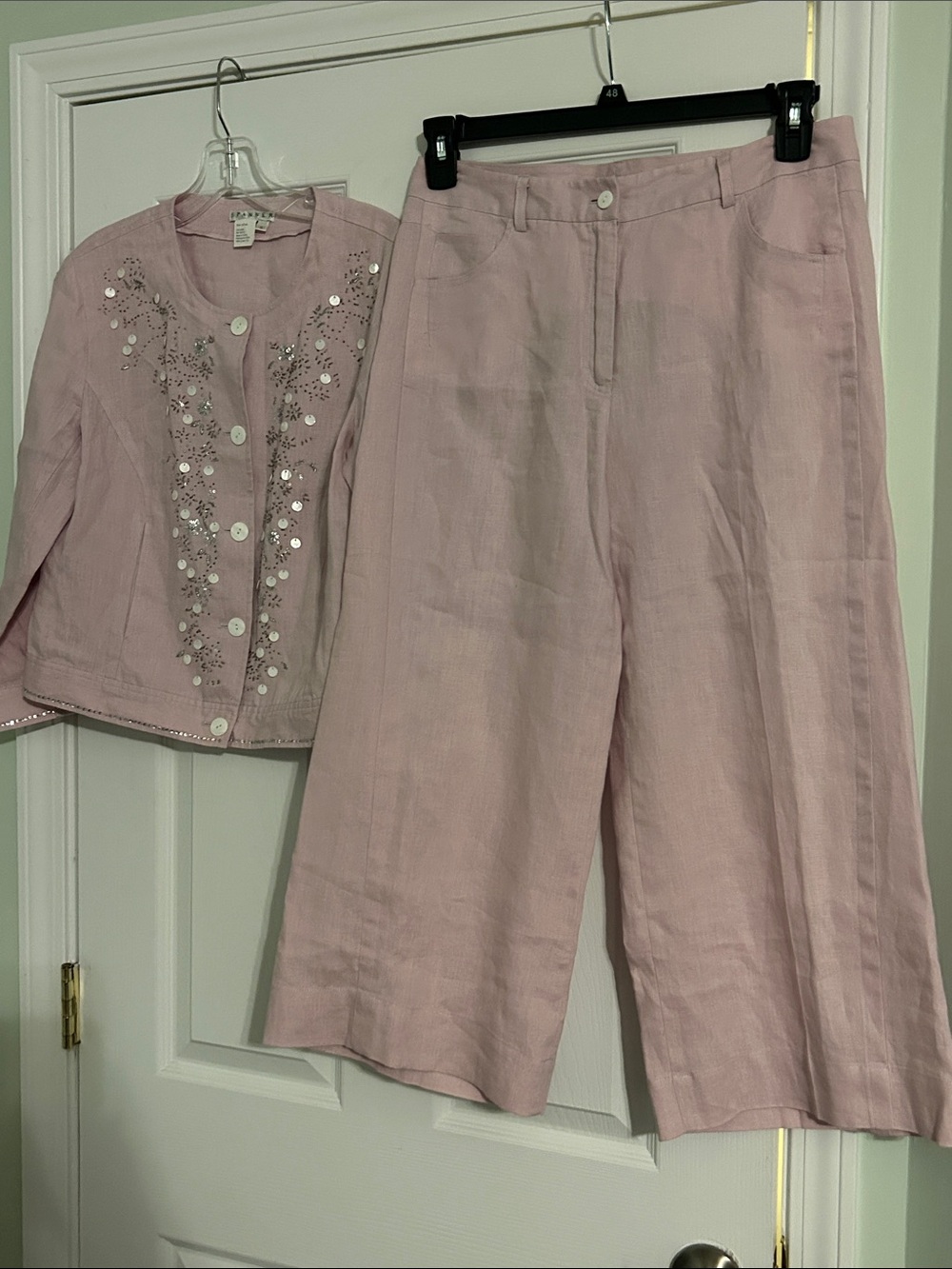 SPANNER Pale Pink Embellished Button Front Jacket